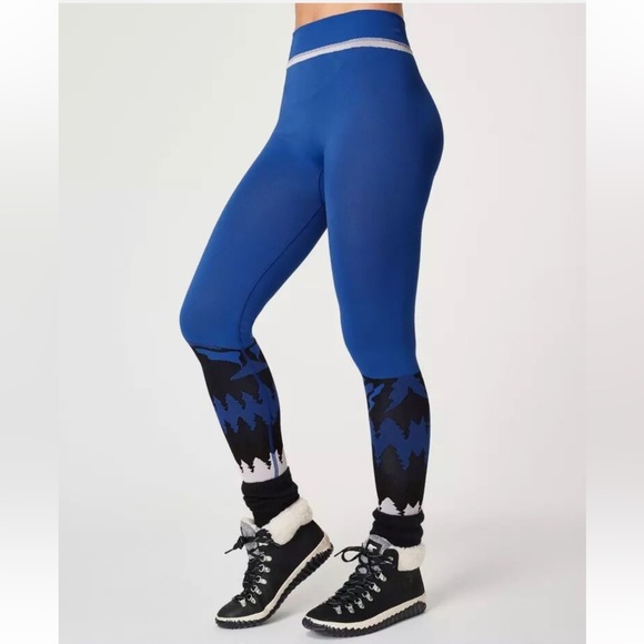 NWOT Sweaty Betty Ski Base Layer Leggings Blue Mountain Jacquard XL X-Large - Picture 2 of 12